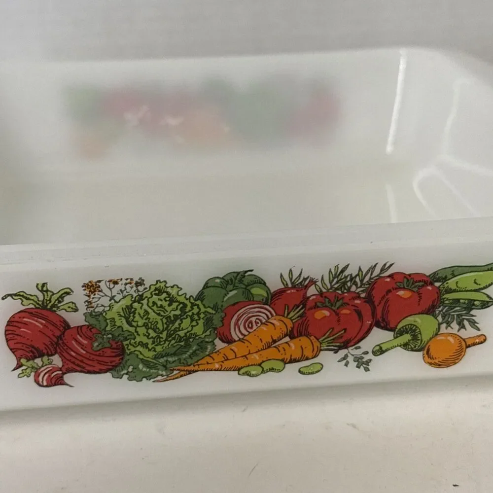 Vintage Glasbake White Milk Glass Loaf Pan Baking Dish 8 Inch Square Vegetables